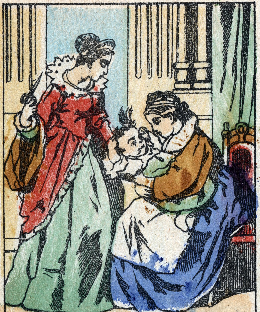 フランスの作家、シャルル・ペロー（1628-1703）の物語 "Riquet a la houppe "の挿絵。エピナルのイメージング・ペランの木版画。19世紀後半の作品。 作： フランス語学校