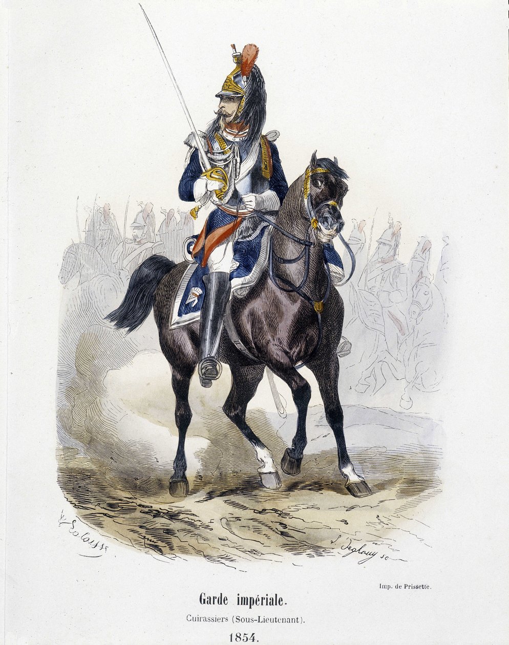 帝国軍。1854年のキュイラッシェ（Cuirassiers） - A.バルビエの「Histoire de l