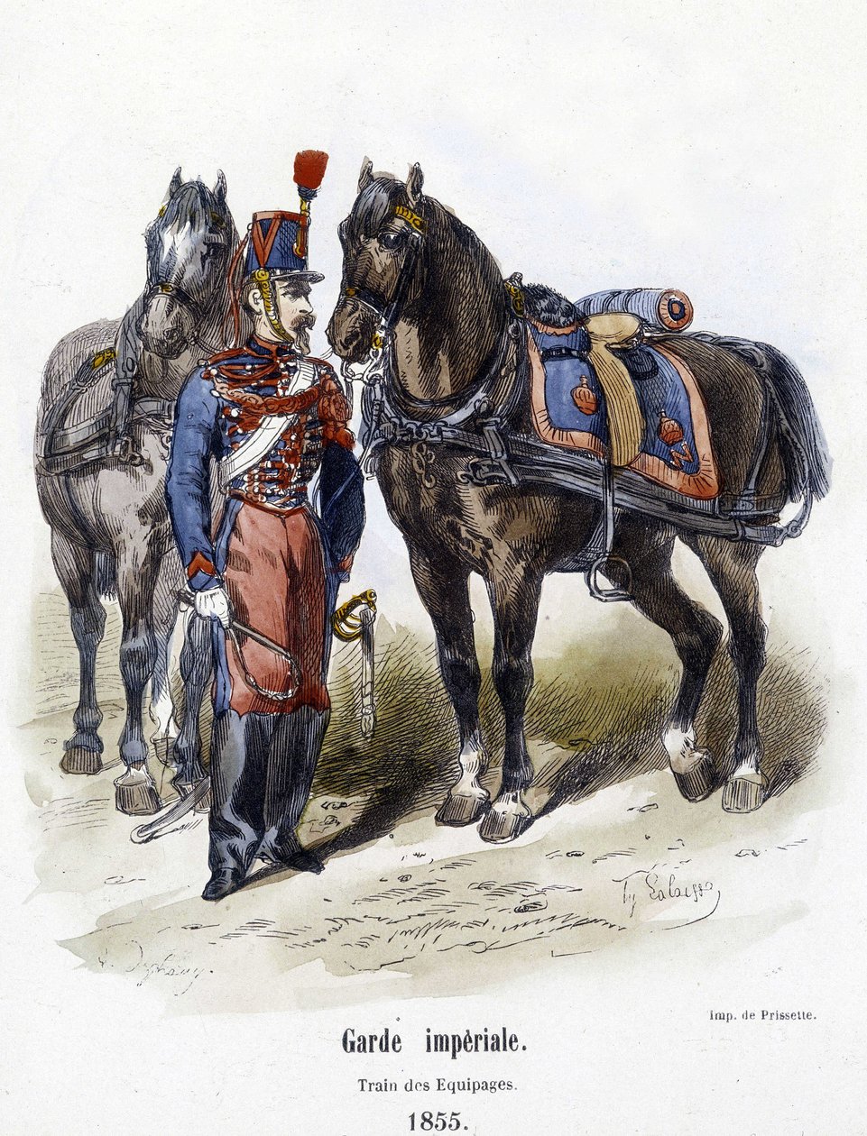 帝国軍：1855年の乗組員の列車-A.バルビエの「軍隊の歴史」より 作： フランス語学校