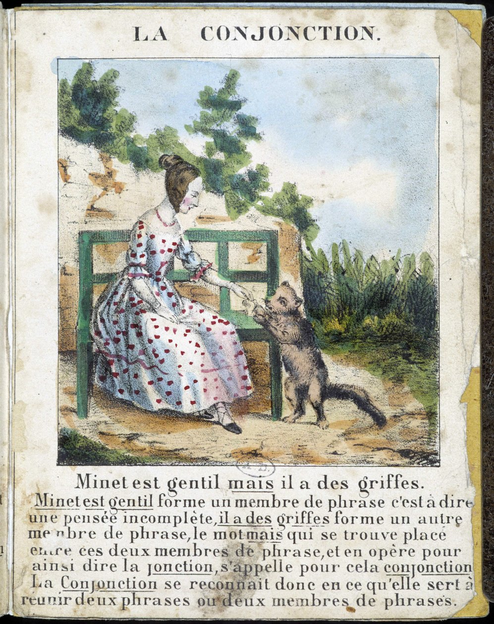 La grammaire en images "のリーフレット・アルバムで、1850年頃のもの。 作： フランス語学校