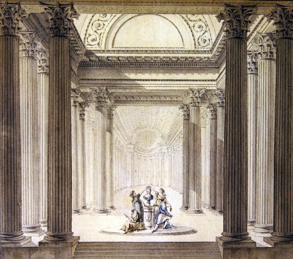美徳の神殿の内部」 1770年頃 （紙に水彩、ペン＆インク） 作： フランス語学校