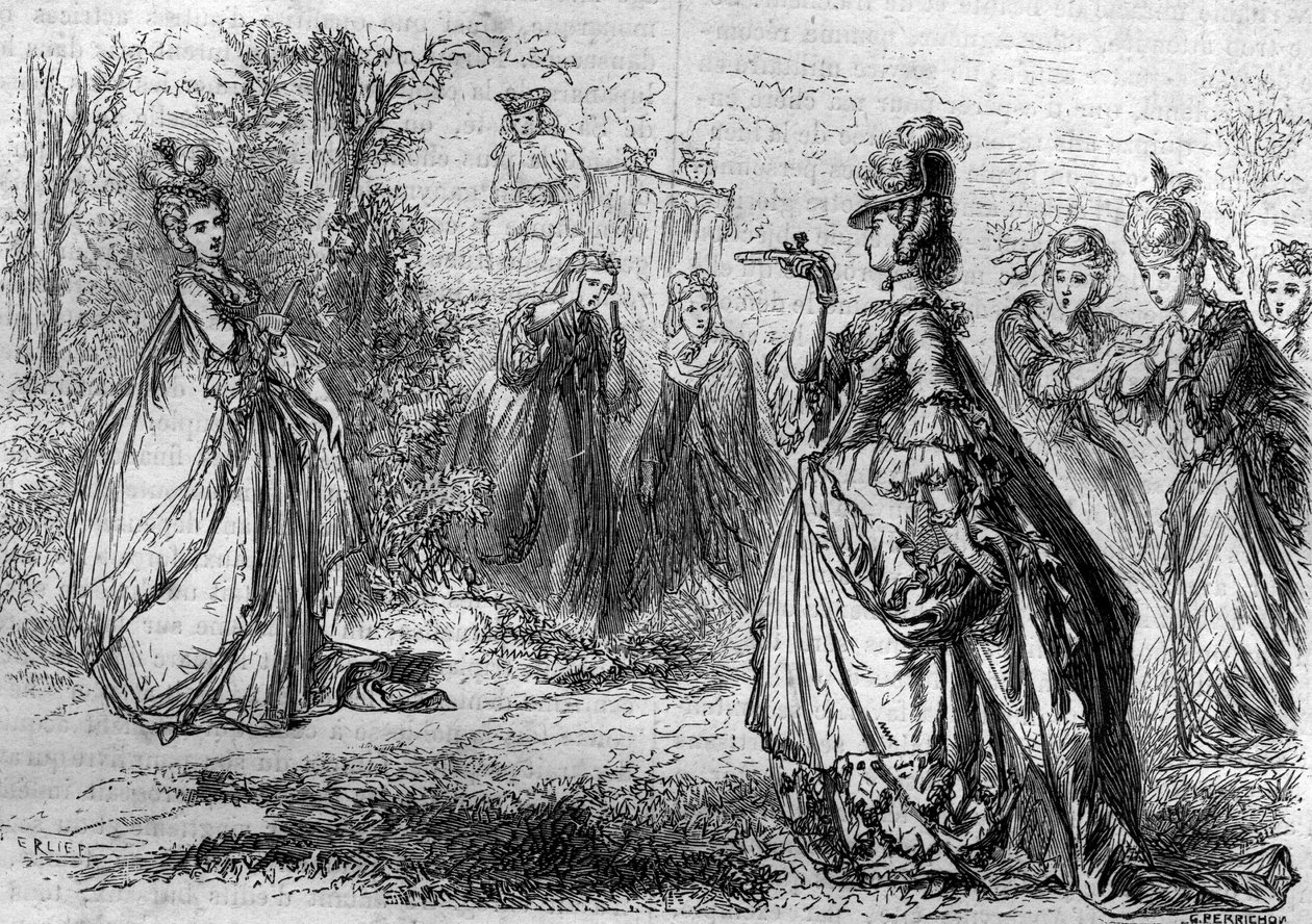 ジャンヌ・ベキュ、バリー伯爵夫人（またはマダム）（1743年～1793年）、ルイ15世のお気に入り、リュシエンヌの館にて。モーリス・ラシャトレ著「Histoire des papes-king-queens-et-empereurs a travers les centuries」に掲載されている図版 作： フランス語学校
