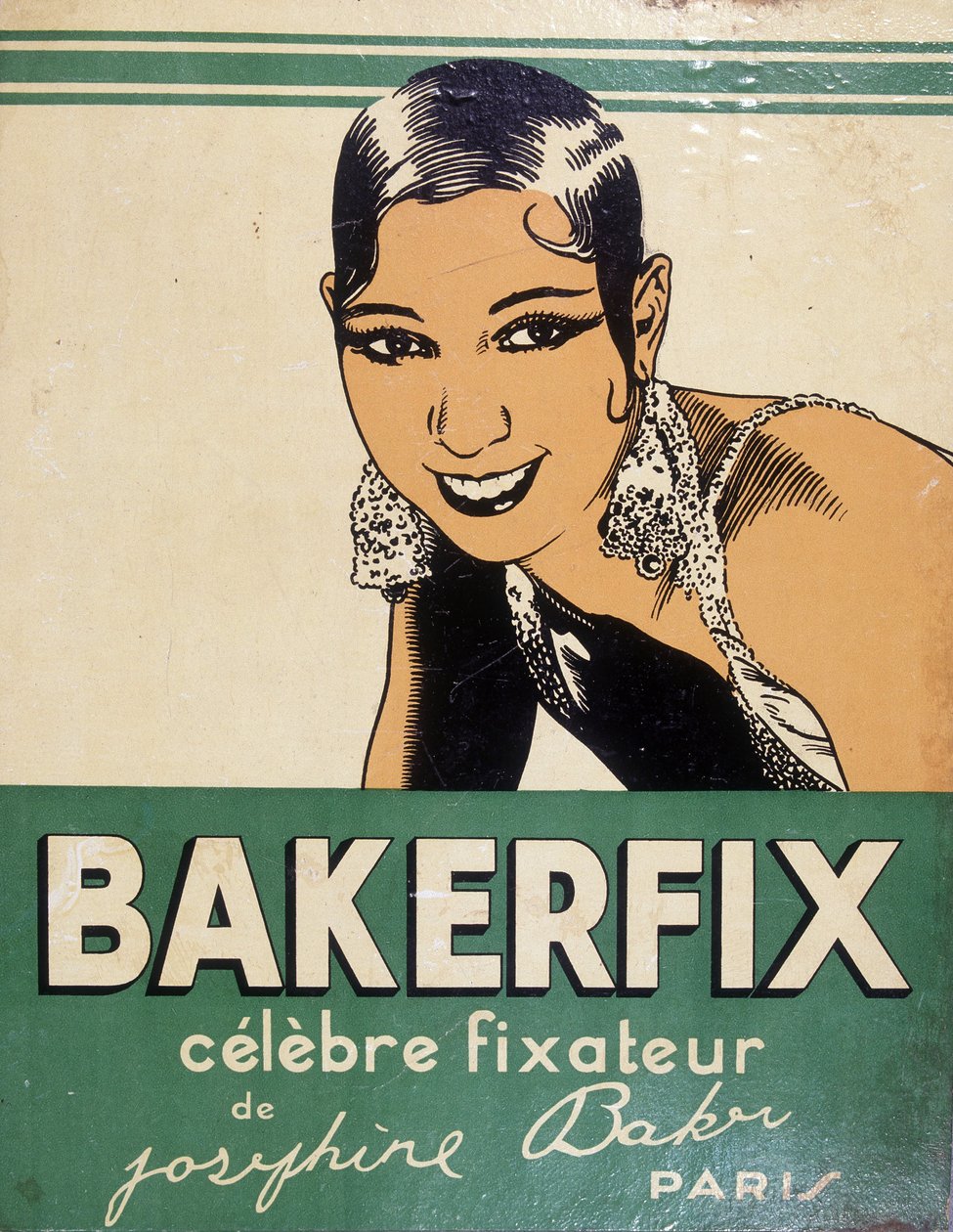 Josephine Baker - Bakerfixの広告。"ジョセフィン・ベイカーの有名な固定装置" 作： フランス語学校