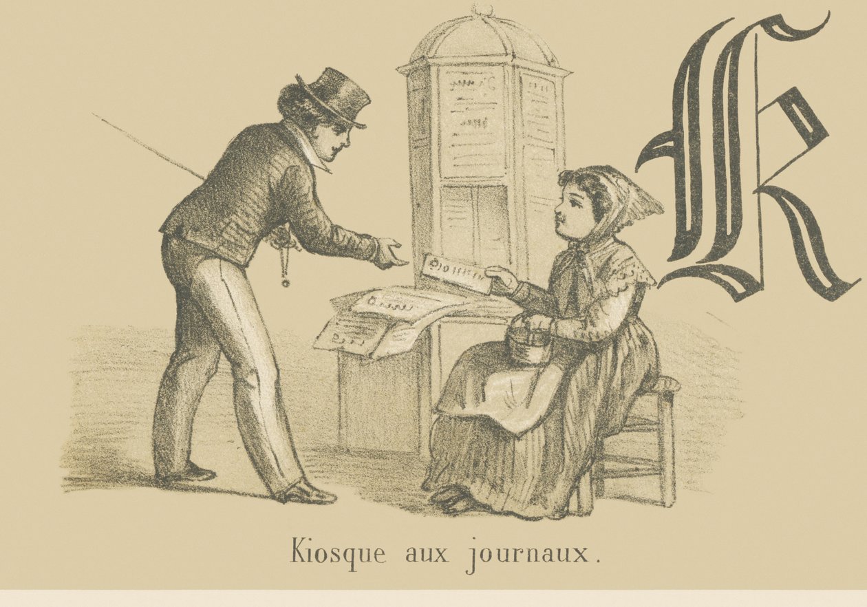 K：新聞売店 作： フランス語学校