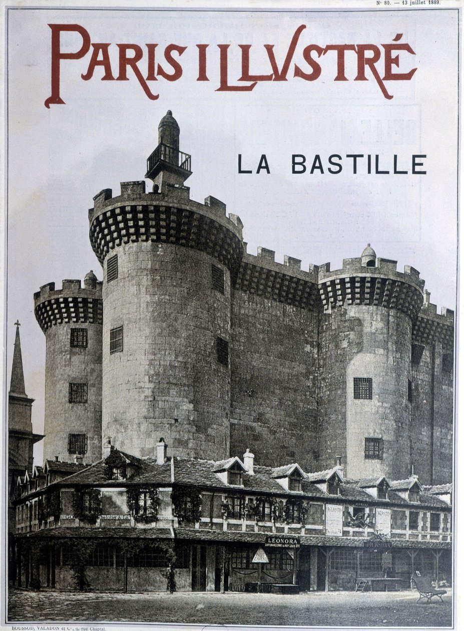 ラ・バスティーユ1889年7月13日付の新聞「Paris illustrious」の表紙。 作： フランス語学校