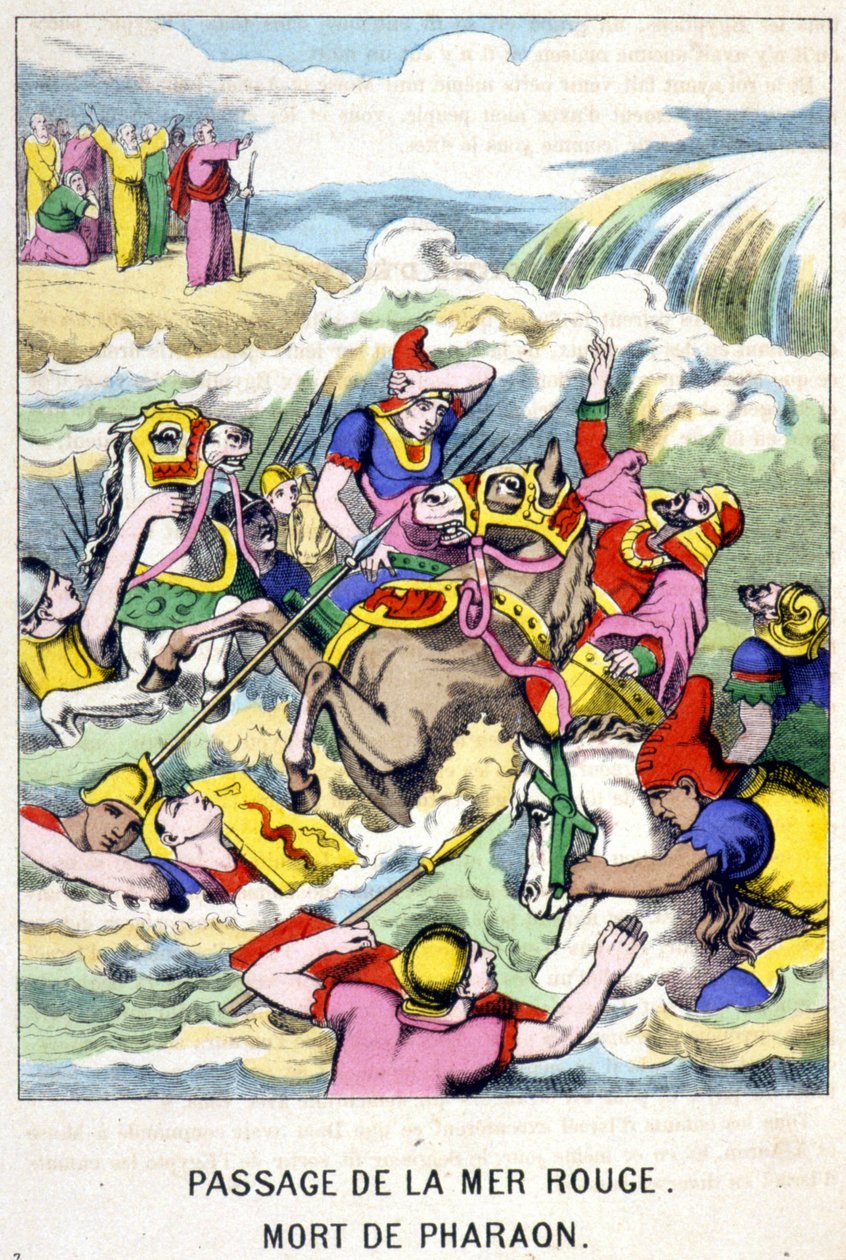 La mort de Pharaoh au passage de la mer rouge - in "Vie de Moses", ed.オリビエ・ピノ、エピナル、19世紀後半 作： フランス語学校