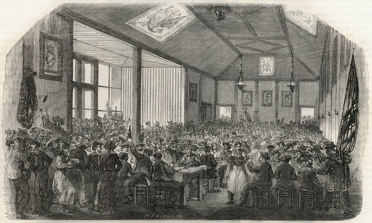 19世紀のベルシーのカノティエの居酒屋 - Edmond Texier 1852年の "Tableau-de-Paris "に掲載された図版 作： フランス語学校