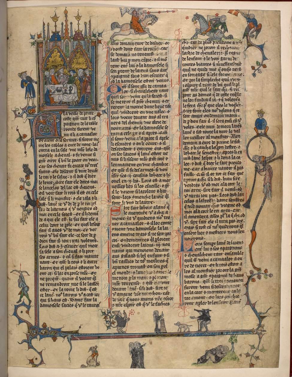 ランスロット＝グレイル（散文ヴルガータ・サイクル）、MS 10294/1 f.1dr追加 作： フランス語学校
