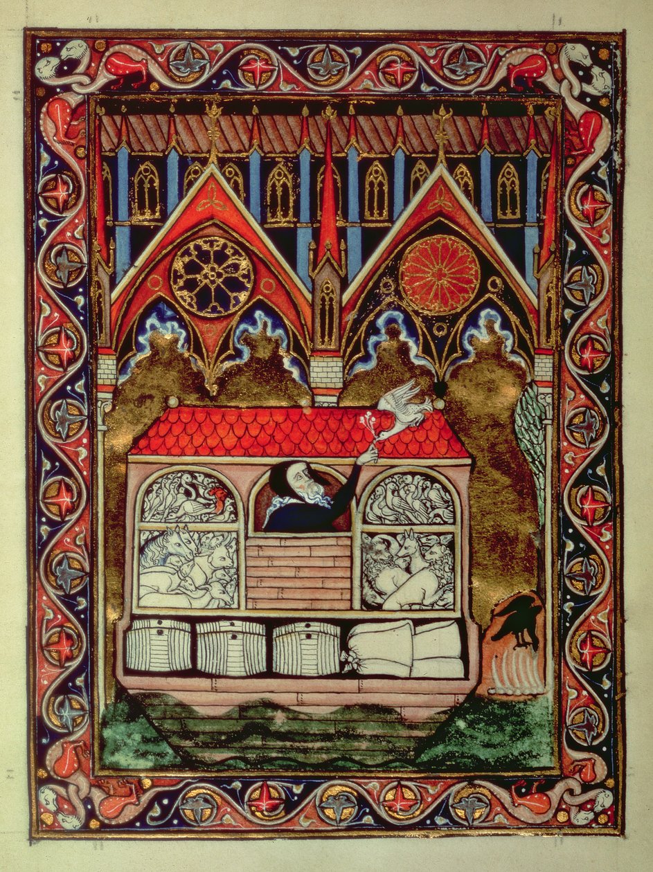 Lat 10525 f.3v Noahs Ark、セントルイスの詩篇、c.1258-70 作： フランス語学校