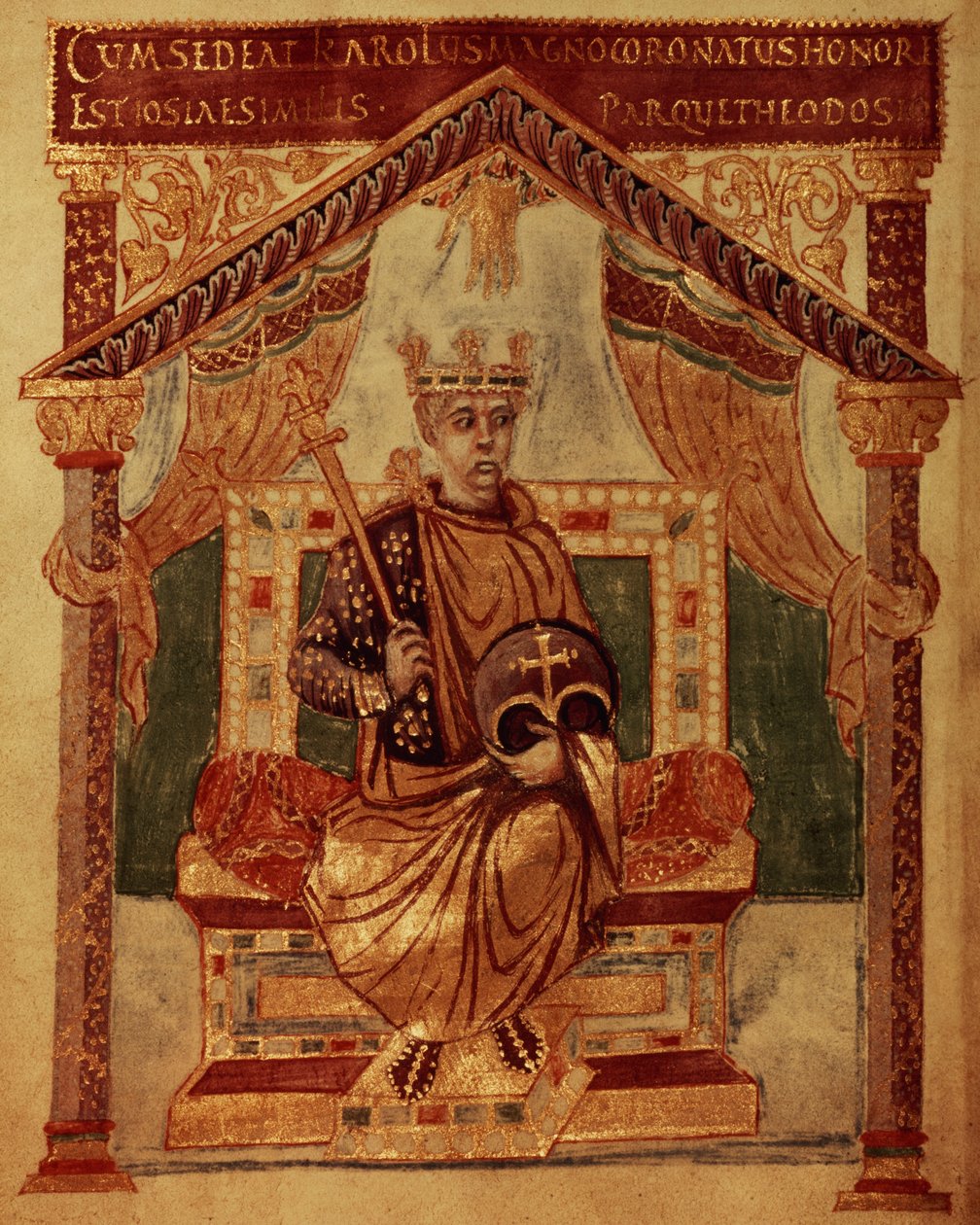 Lat 1152 f.3v Charlemagne（Carolus Magnus、Charles the Great）（747-814）王のフランクと西洋のキリスト教皇帝、チャールズザボールドの詩篇 作： フランス語学校
