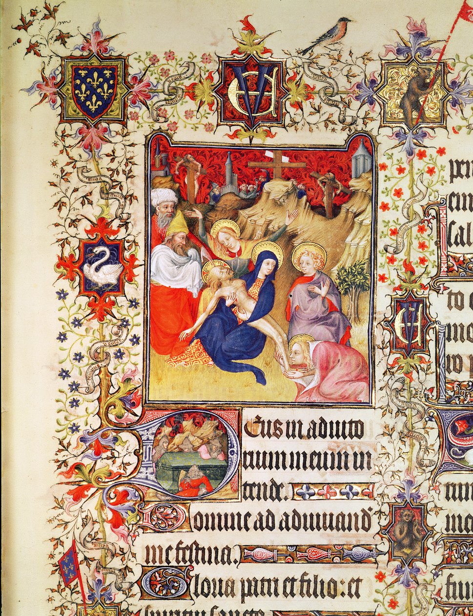 Lat 919 f.77 The Deposition of Christ、from the Grandes Heures de Duc de Berry、1409 作： フランス語学校