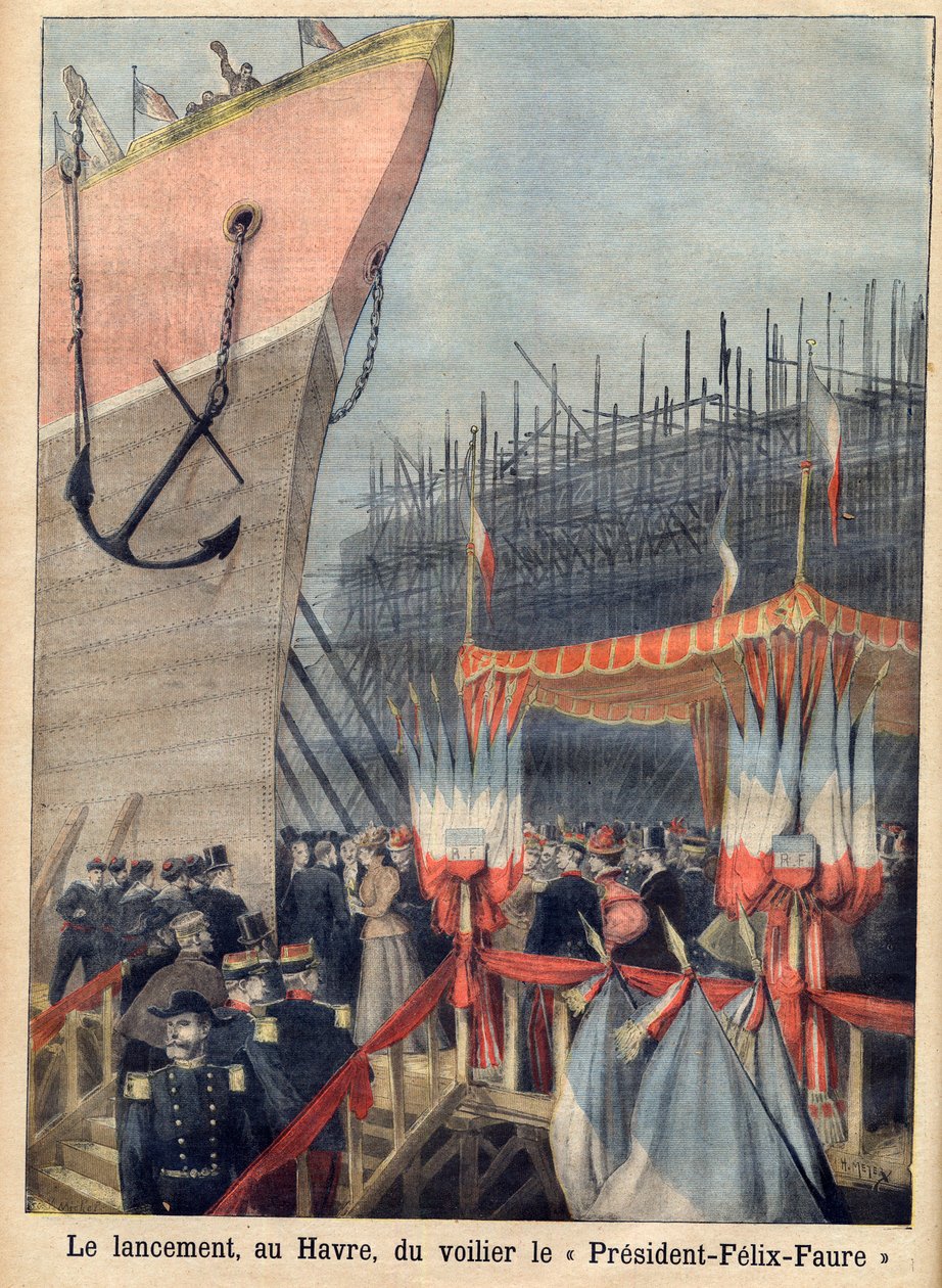 帆船「フェリックス・フォール大統領」がル・アーブルで進水"Le petit Journal" 作： フランス語学校