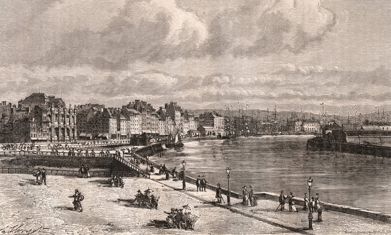 Le Havre - Normandie - V.A. Malt-Brownの "La France illustree: geography, history, administration statistique "に掲載された彫刻。1884 作： フランス語学校