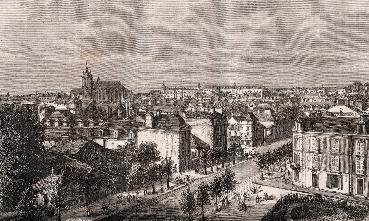 Le Mans - Pays de la Loire - V.A. Malt-Brownによる "La France illustree: Geography, History, Administration Statistique "に掲載された彫刻。1884 作： フランス語学校