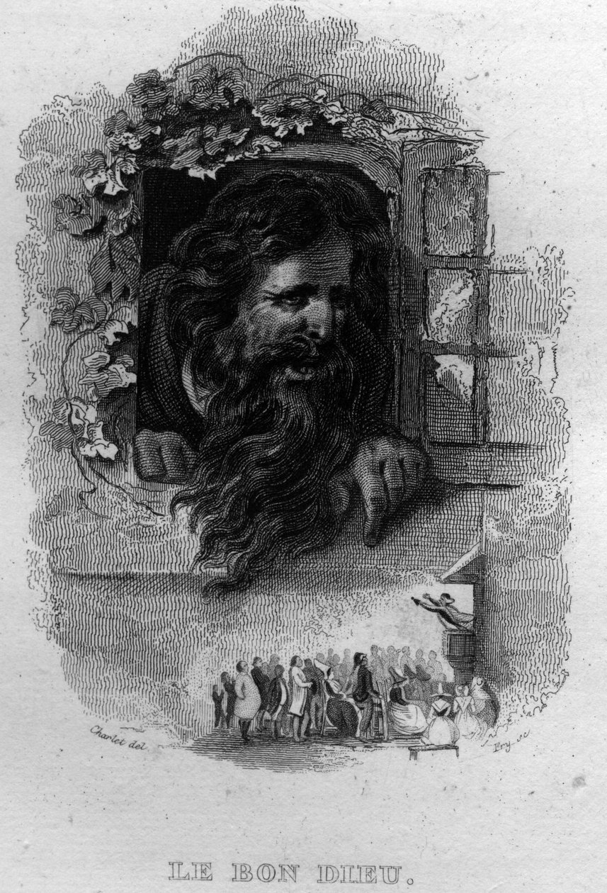 Le bon dieu Chanson de Beranger in "Oeuvres completes" (1834) by Pierre Jean de Beranger (1780-1857) フランスの詩人、作詞家。 作： フランス語学校