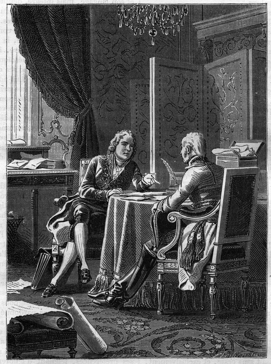 オーストリア代表のサン・ジュリアン伯爵（Saint-Julien）とタレーラン・ペリゴール（Talleyrand-Perigord）のシャルル・モーリス（Charles Maurice）との間で行われた講演会。 作： フランス語学校