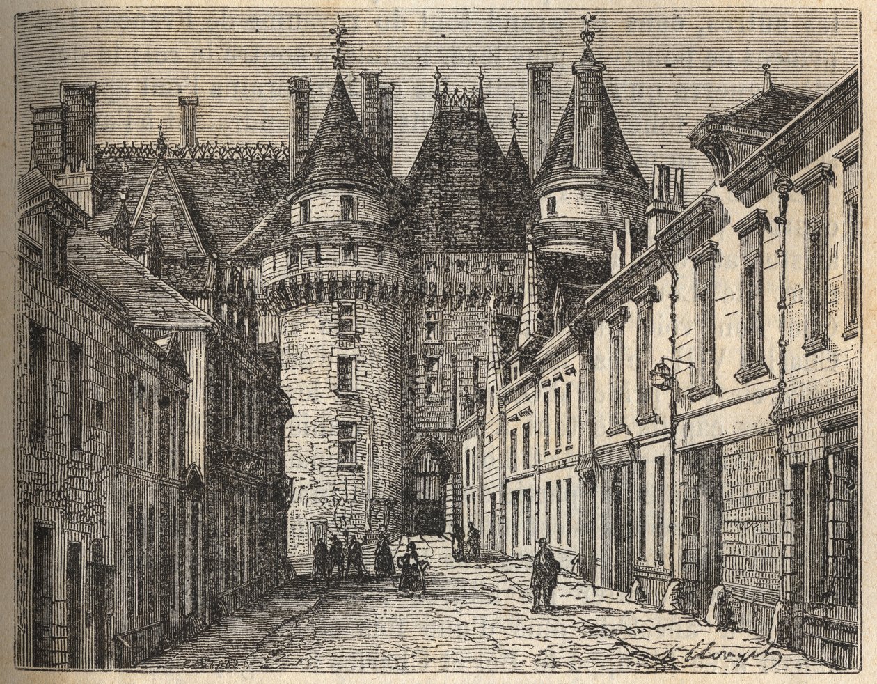 ロワールの城： ランゲア城（インドール＝エ＝ロワール） - Victor Duruy（1811-1894）の「Histoire de France」に掲載された彫刻 - 1882年 作： フランス語学校