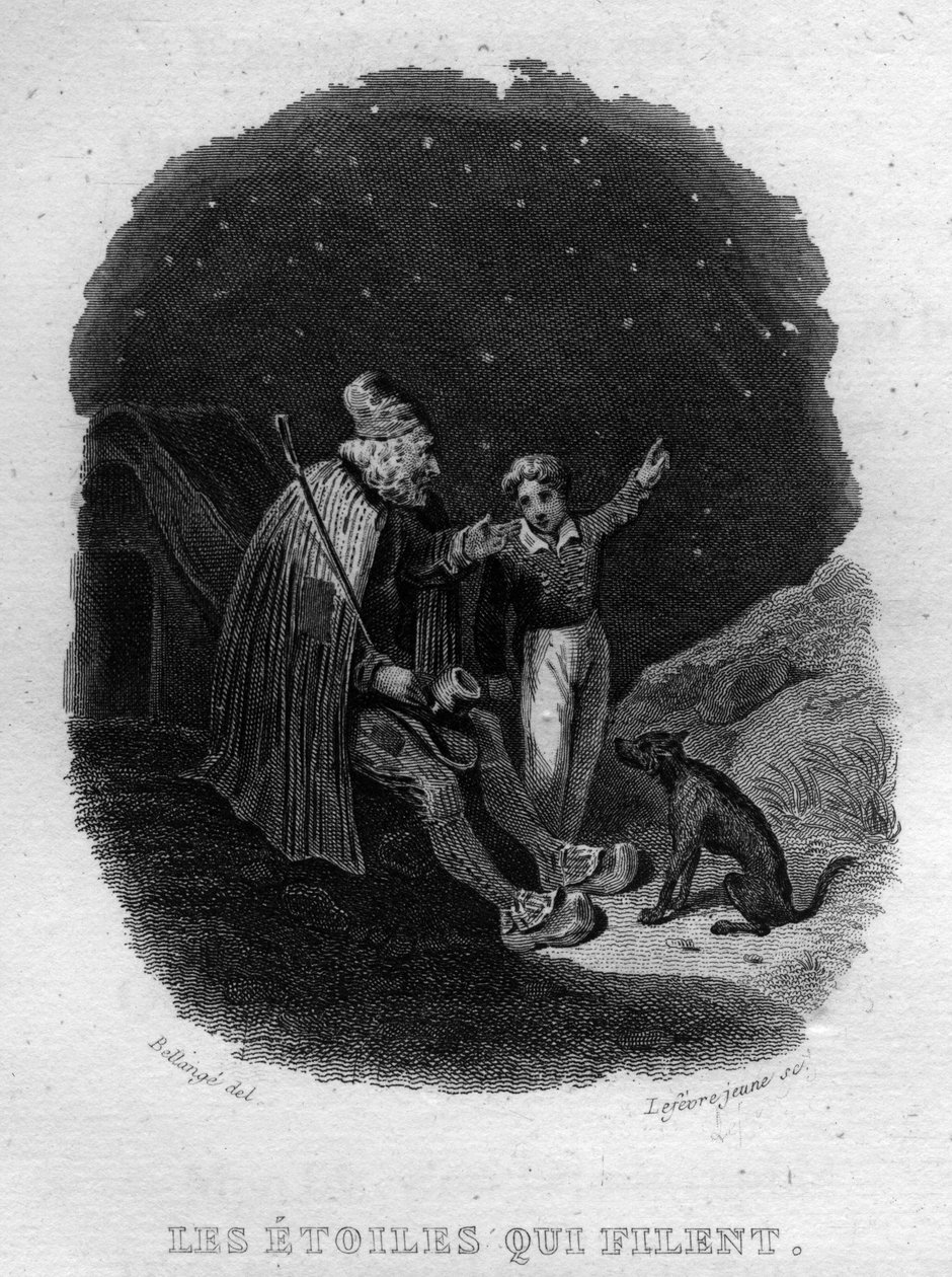 Les stoiles qui filent Chanson de Beranger in "Oeuvres completes" (1834) by Pierre Jean de Beranger (1780-1857) フランスの詩人、作詞家。 作： フランス語学校
