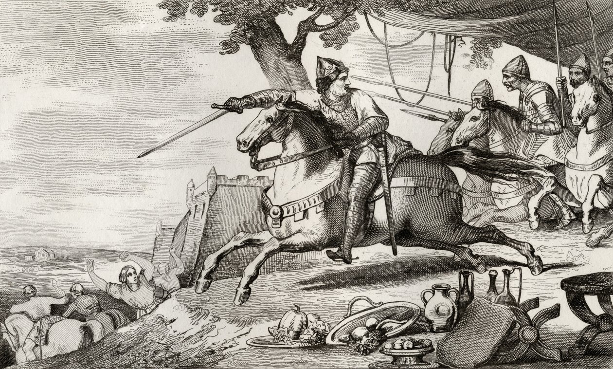 ロサール（941-86）は、1840年に出版されたコラートの「フランスの歴史」から彼の軍を戦いに導きます 作： フランス語学校