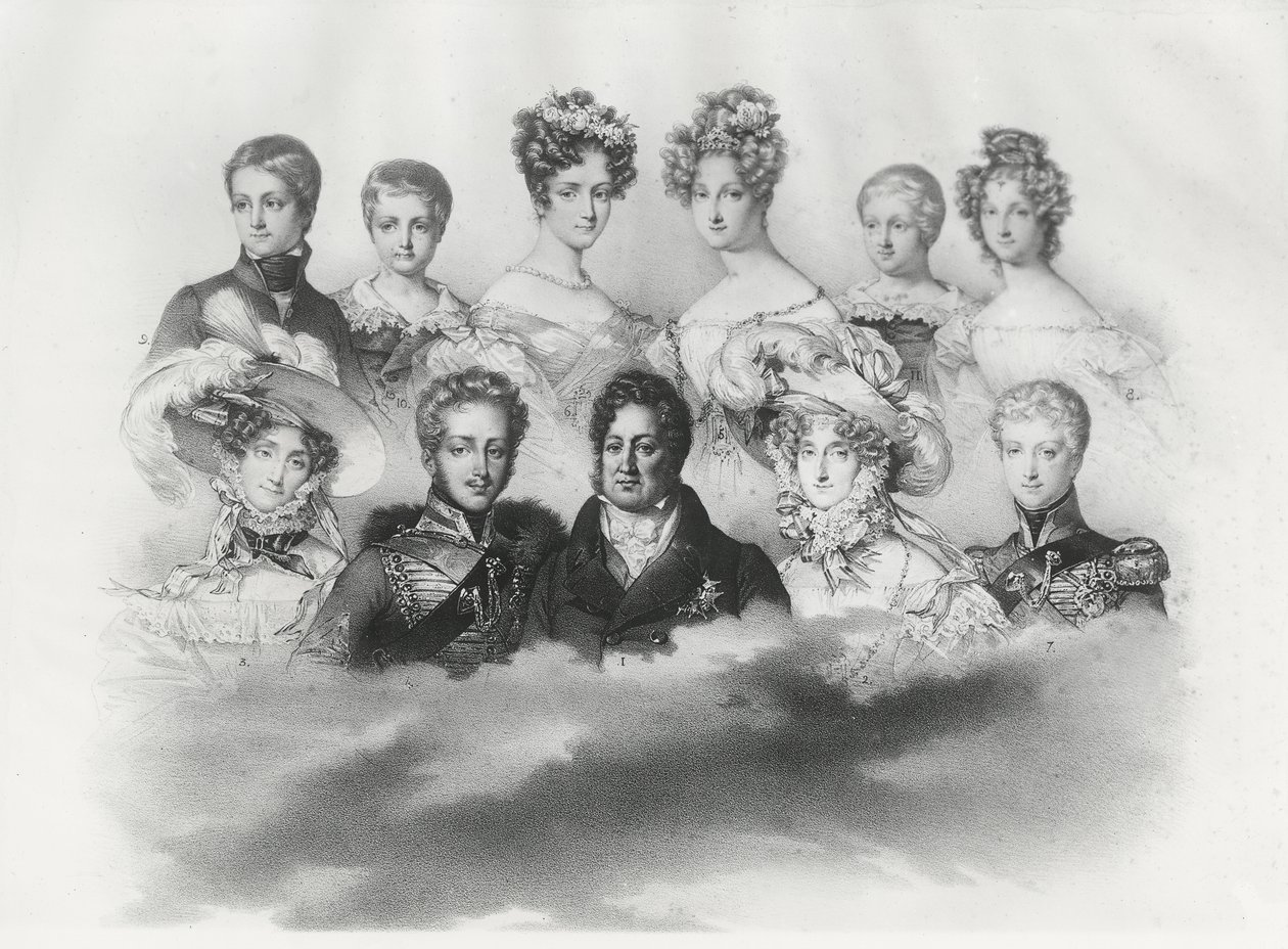 1830年、ルイ・フィリップ1世とその家族（エングレービング 作： フランス語学校