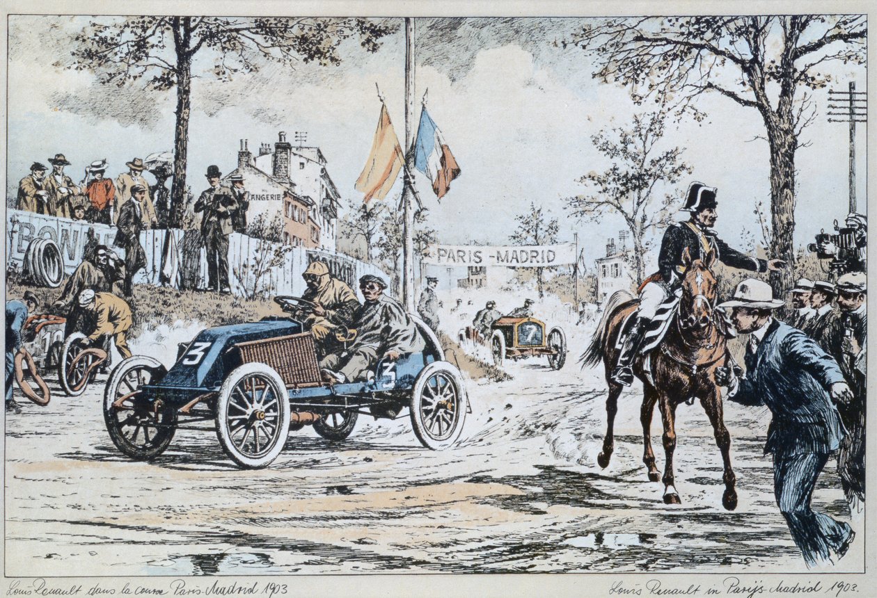 1903年のパリからマドリードへのレースで戦ったルイルノー、1903年頃 作： フランス語学校