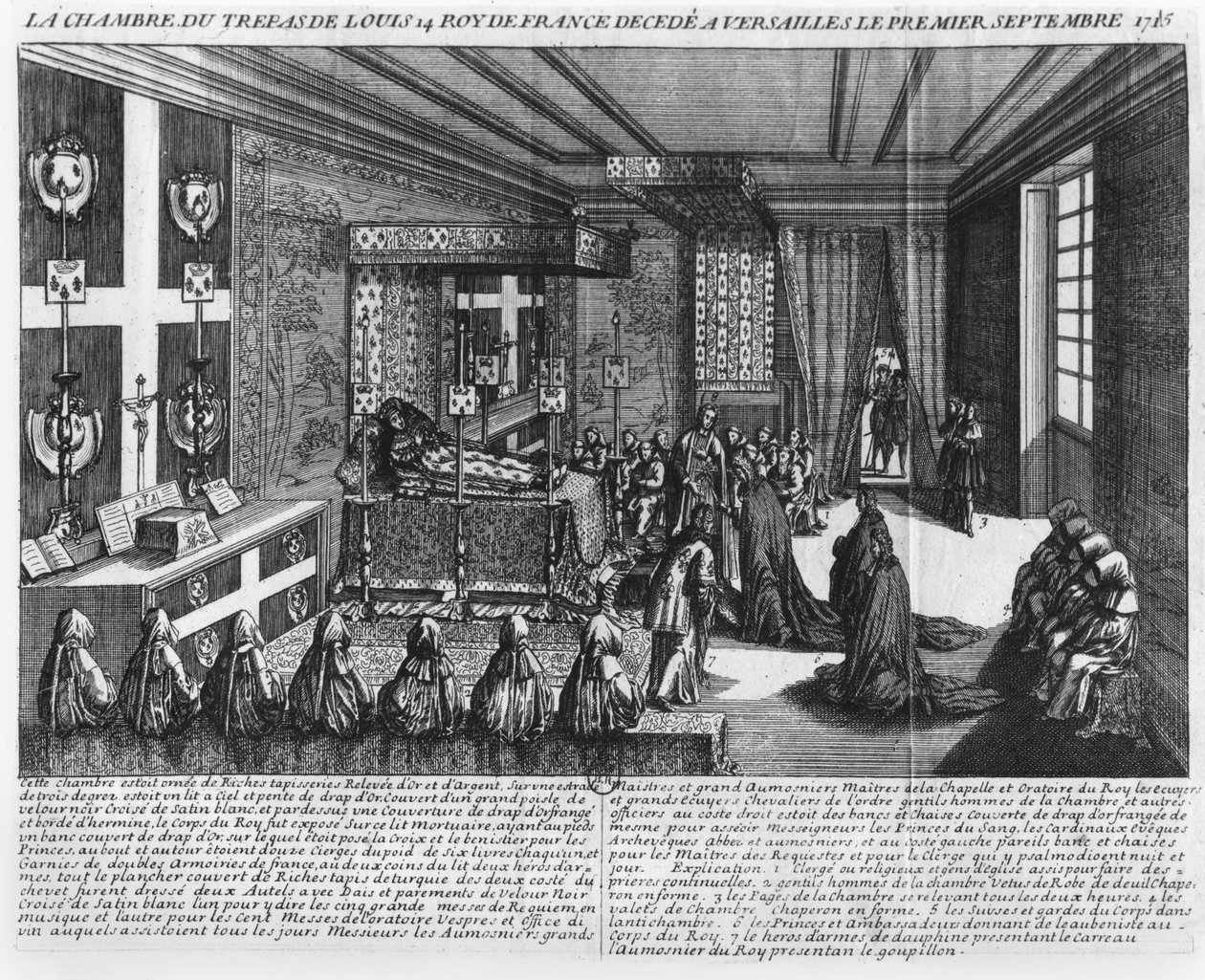 1715年9月1日、ヴェルサイユの死の床にあるルイ14世（1638〜1715） 作： フランス語学校
