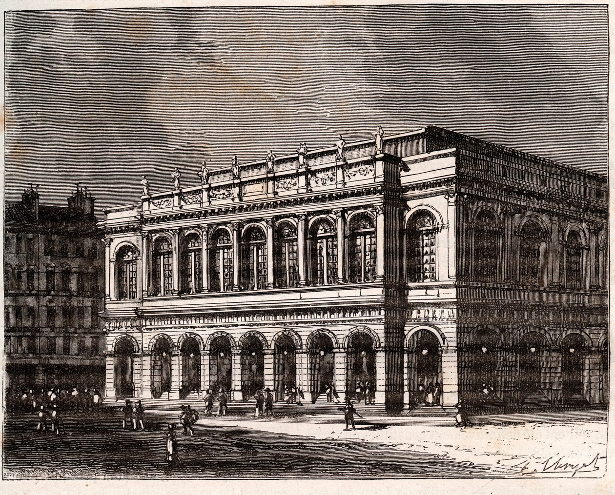 リヨンV.A.マルト・ブラウンの「La France illustree: geography, history, statistical administration」に掲載されている彫刻「Le Grand Theatre」。1884 作： フランス語学校