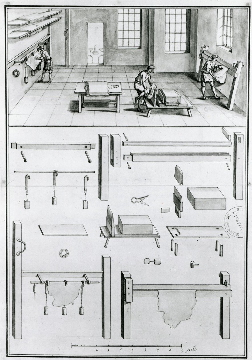 MS 1064 fol 11 Denis DiderotによるArts＆Craftsの説明（1713-84）、1770年頃公開（b＆w写真） 作： フランス語学校