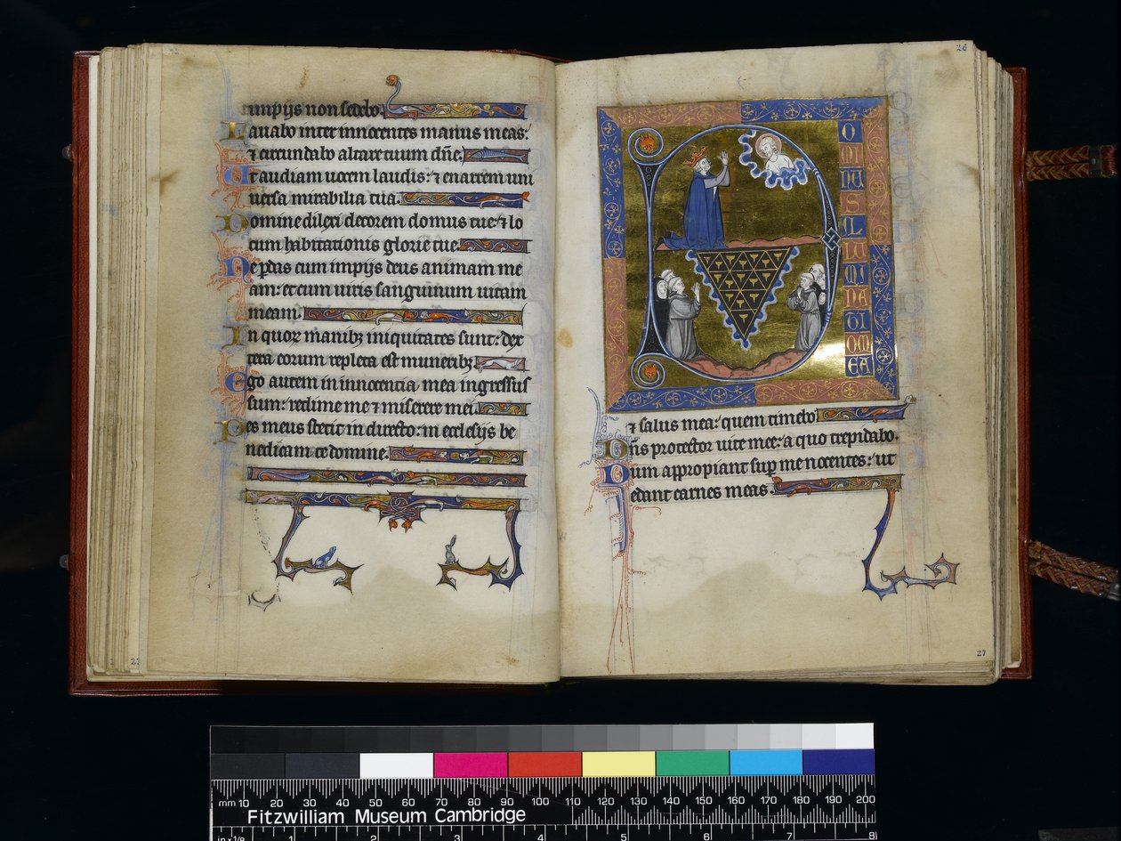 MS 300 f25v-26r、ダビデは、パリのイザベラの詩篇と時間から、神に祈る、c.1265-70 作： フランス語学校