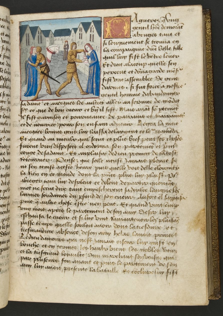 MS Hunter 252 048r Hundred News Newsからのページ、c.1461-62 作： フランス語学校