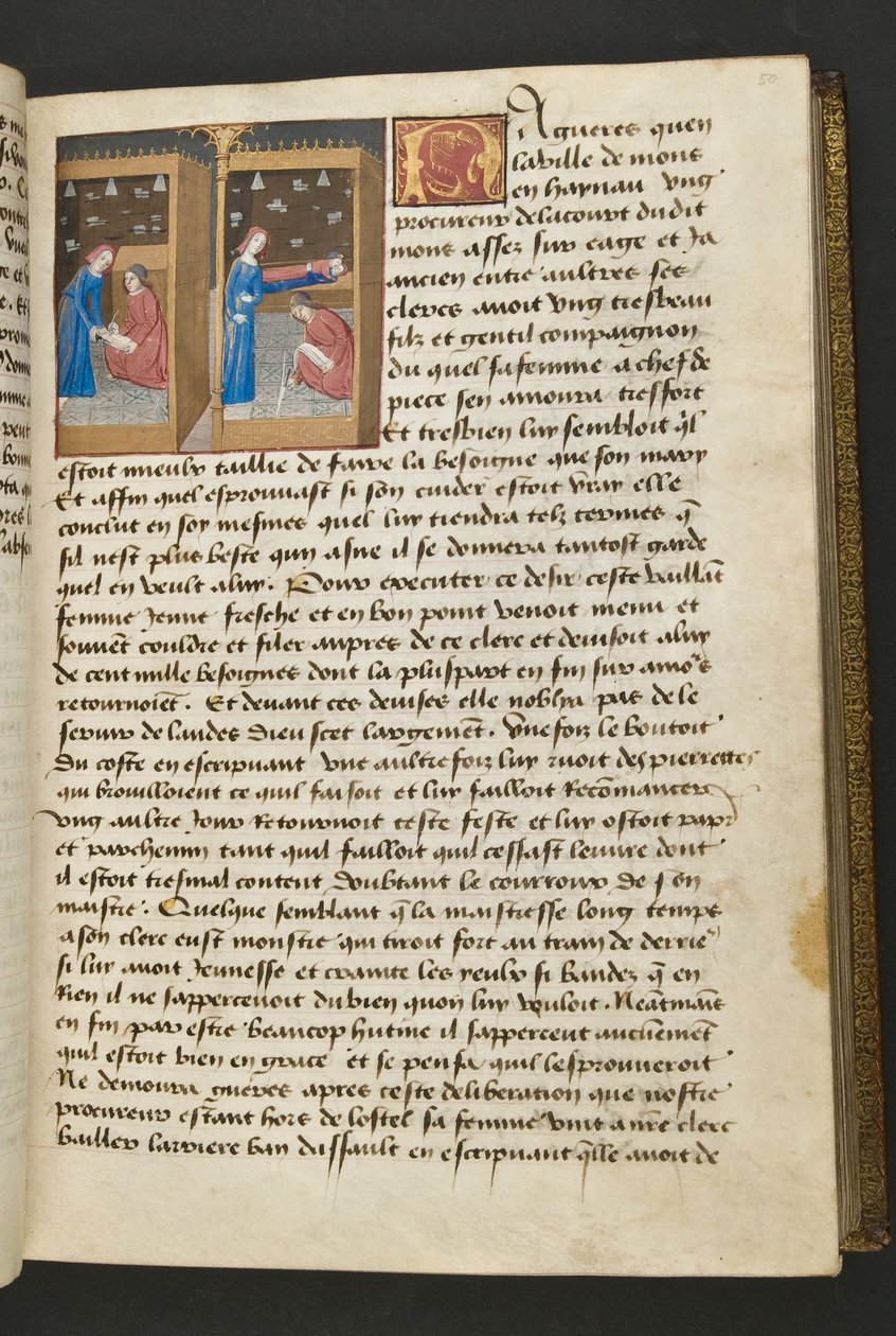 MS Hunter 252 050r Page from Hundred News News、c.1461-62 作： フランス語学校