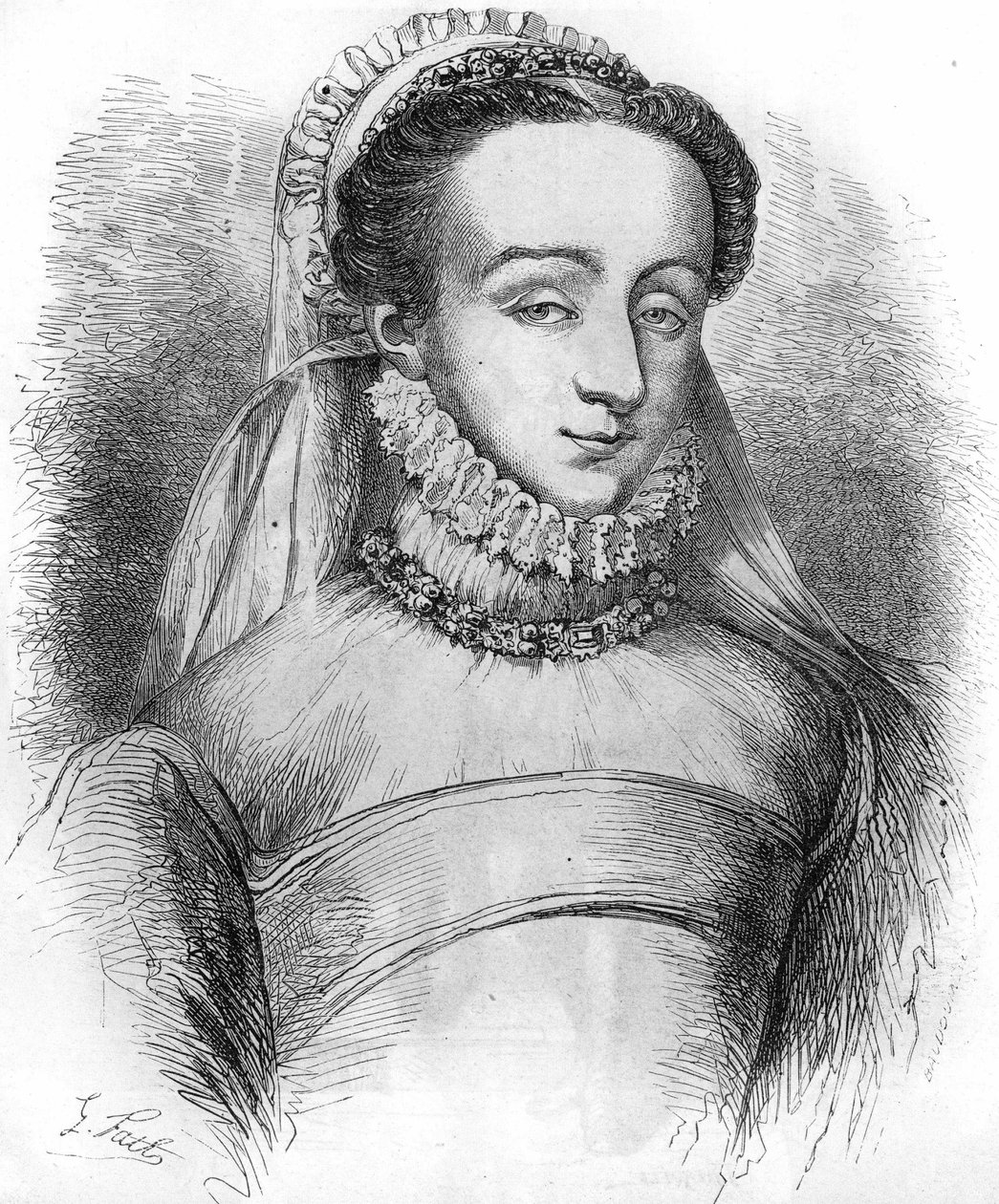 Madame de Sauve (eine der Frauen, die von Katharina de Medici benutzt wurden, um Notizen über die Leute am Hof zu machen). Auch bekannt als Charlotte de Beaune, Baronin de Sauve, später als Marquise de Noirmoutier, Geliebte von Heinrich IV. In „Histoire P von French School