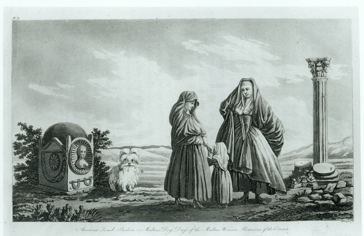 1805年に発表されたピエールマリールイドボワゼリンデケルドゥの古代および現代マルタ出身のマルタの女性 作： フランス語学校