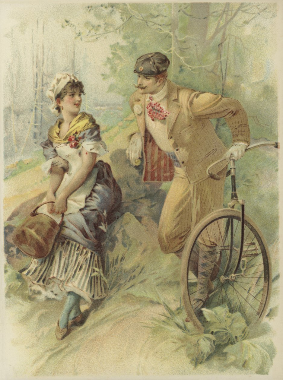 メイドにプロポーズする自転車の男。 作： フランス語学校