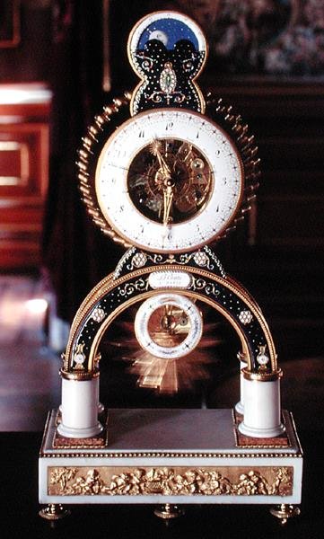 18世紀後半のマントル時計（大理石、ブロンズ、エナメル） 作： フランス語学校