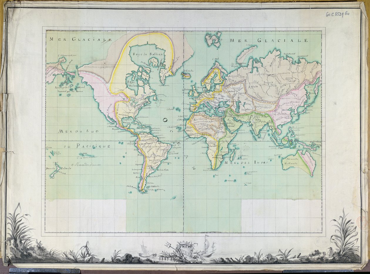 世界地図、1780 作： フランス語学校