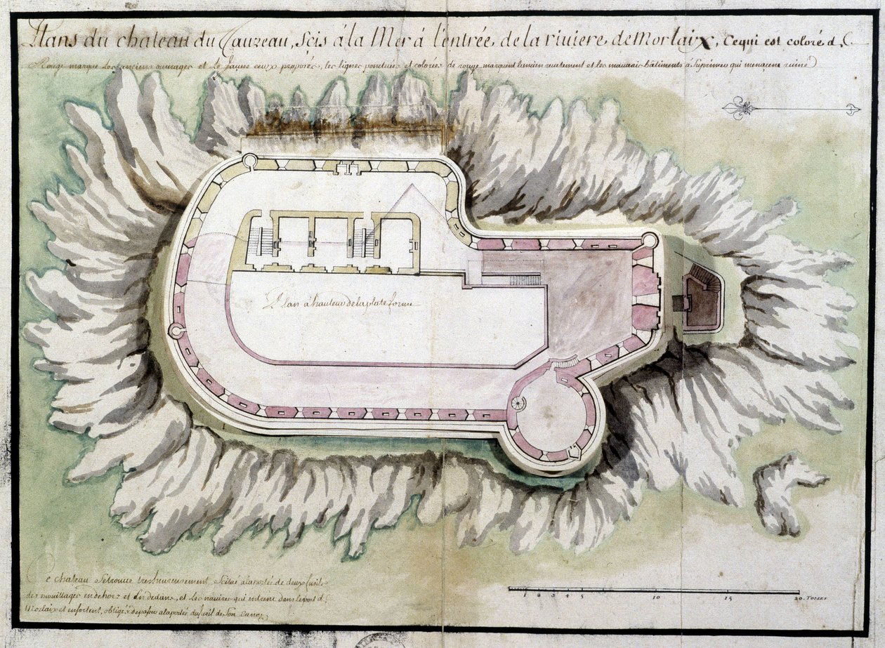 モーレイ川の入り口の海に位置するタウルス城の地図 作： フランス語学校