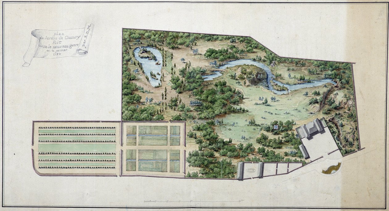 シャンヴリーの庭の地図（セーヌ川とオワーズ川流域 作： フランス語学校