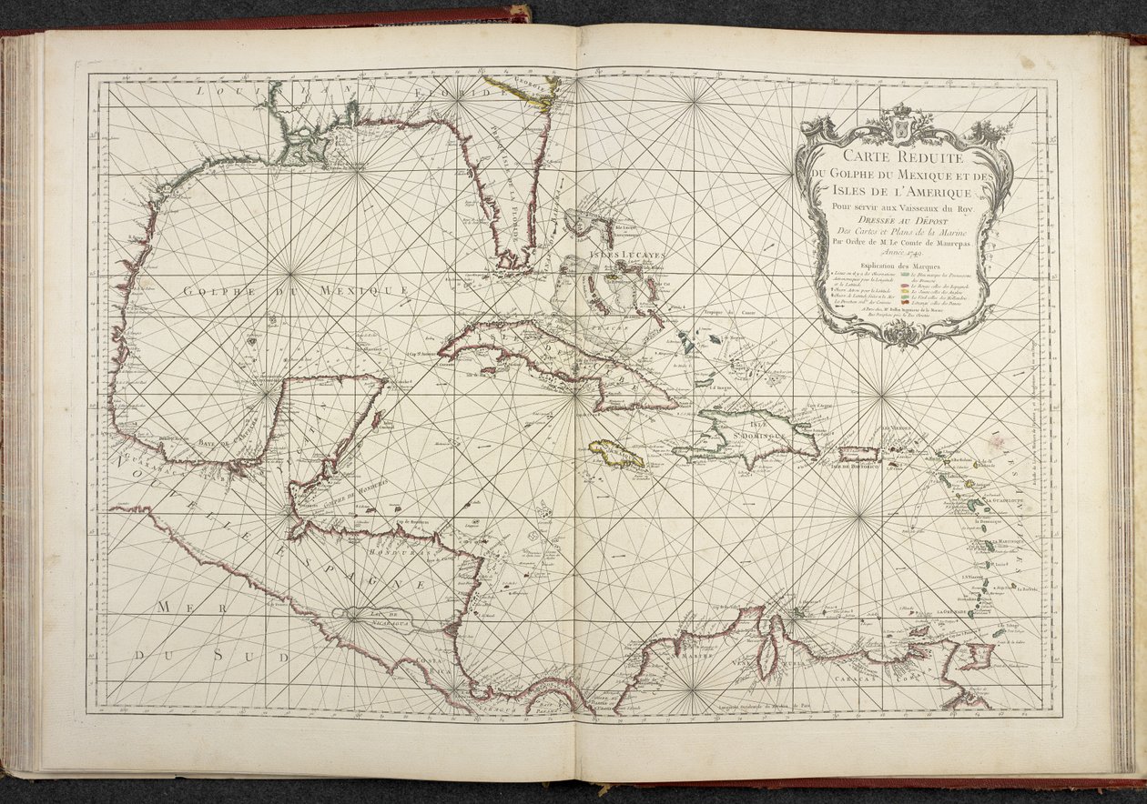 メキシコ湾を示す地図、メキシコ湾とアメリカ諸島の縮小地図 作： フランス語学校