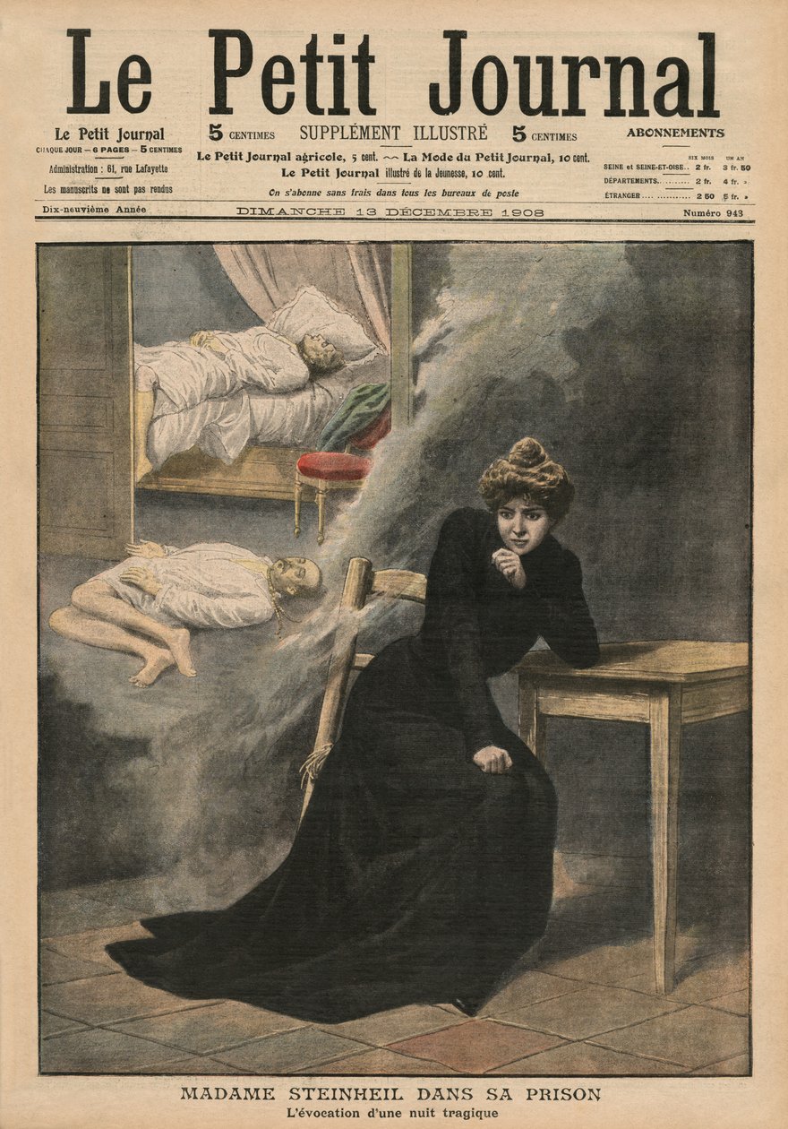 刑務所にいるマルグリットシュタインハイル、「Le Petit Journal」の表紙イラスト、補足イラストレーター、1908年12月13日 作： フランス語学校