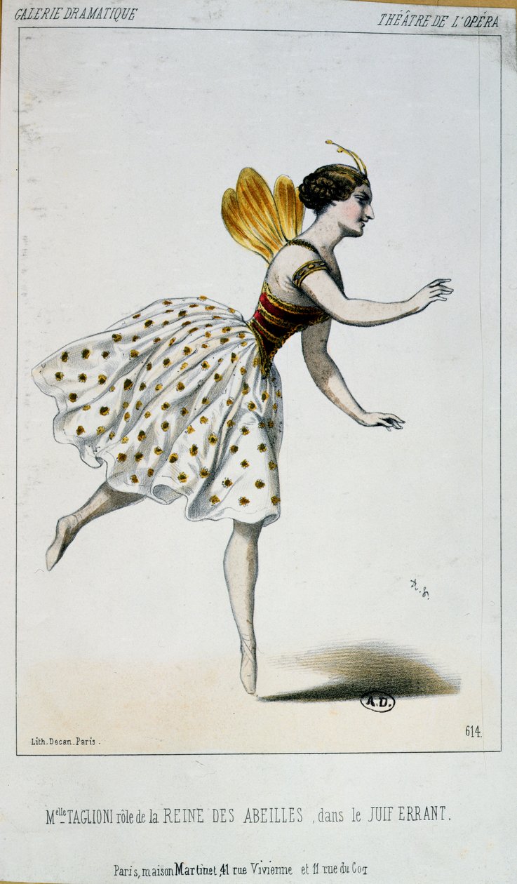 ジャック・フロメンタル・ハーレヴィ（1799-1862）c.1852による、ル・ジュイフの誤った女王蜂としてのマリア・タグリオーニ（1804-84） 作： フランス語学校