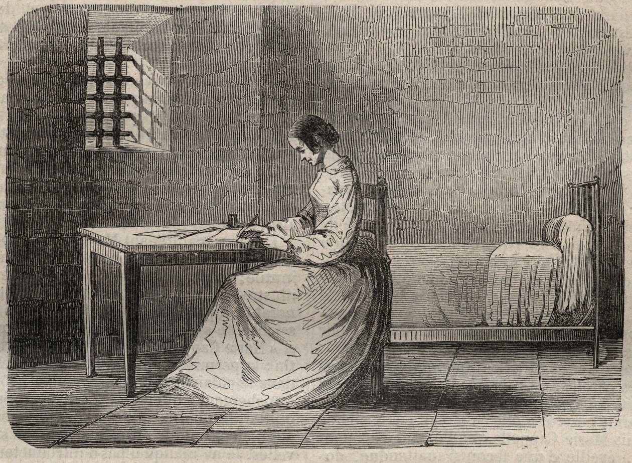 Marie Fortunee Capelle, Marie Lafarge (Madame) (1816-1852) 牢獄の中のフランス人犯罪者 - Armand Fouquier (1817-18?) 1858-1867の「Causes celebres de tous les peuples」のエングレーヴィング - 個人蔵 作： フランス語学校