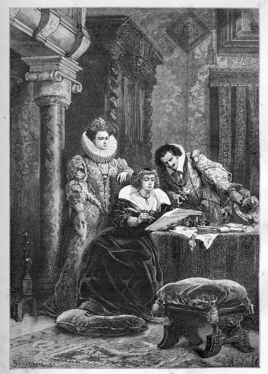 マリー・ド・メディチとイタリアの有力な友人・腹心たち」レオノーラ・ドーリ（ドシ）（別名ガリガイ）（1571-1617）と夫のコンチーノ・コンチーニ（コンチーネ）（1575-1617年頃） - マリー・ド・メディチとイタリアの有力な友人・腹心たち」レオノーラ 作： フランス語学校