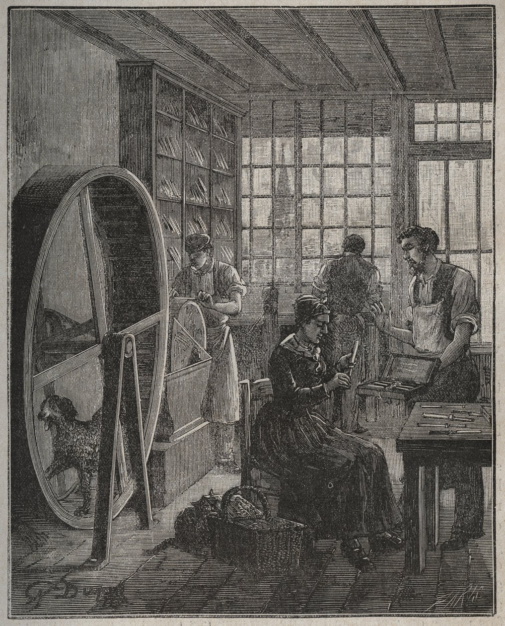 メティエと職人：19世紀の同州の刃物店の様子。Adolphe BITARDの "Les arts et metiers illustres "に掲載された1885年のエングレーヴィング。 作： フランス語学校