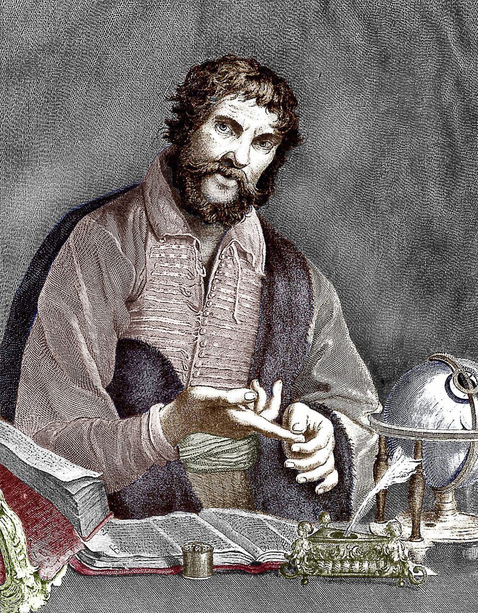 ミシェル・ド・ノストレダム、別名ノストラダムス（1503-1566）フランスの占星術師、医師、エングレーヴィング、カラー化された文書 作： フランス語学校