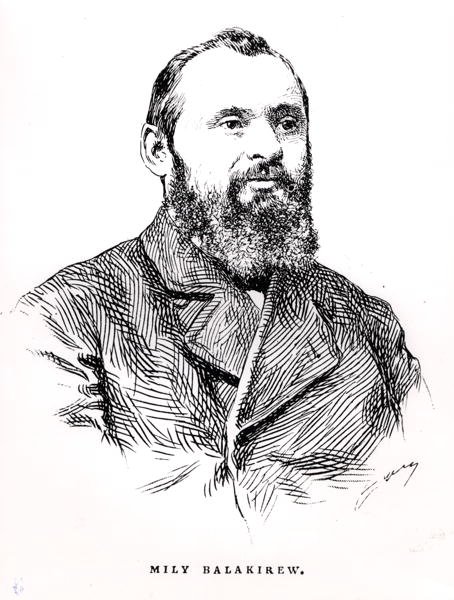 ミリー・アレクセイエヴィチ・バラキレフ（1837-1910）、アルベール・スービース著「ロシアにおける音楽の歴史」（パリ刊）の挿絵。 作： フランス語学校