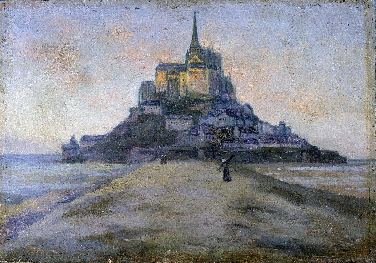 モン・サン・ミッシェルと通路 - 匿名の絵画 作： フランス語学校