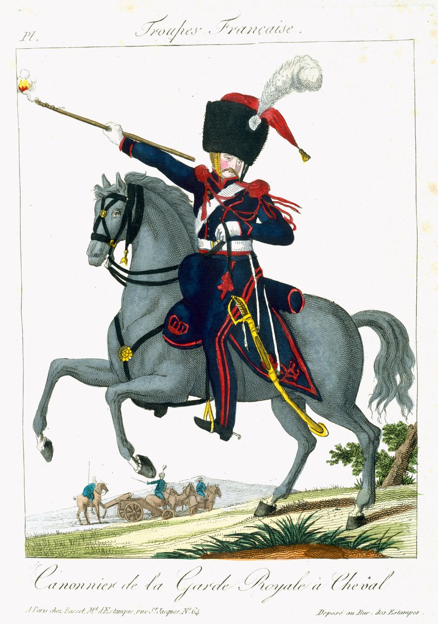 パブTroupes Francaisesからのロイヤルガードのマウントされた大砲。 chezバセット、パリ、c.1790 作： フランス語学校