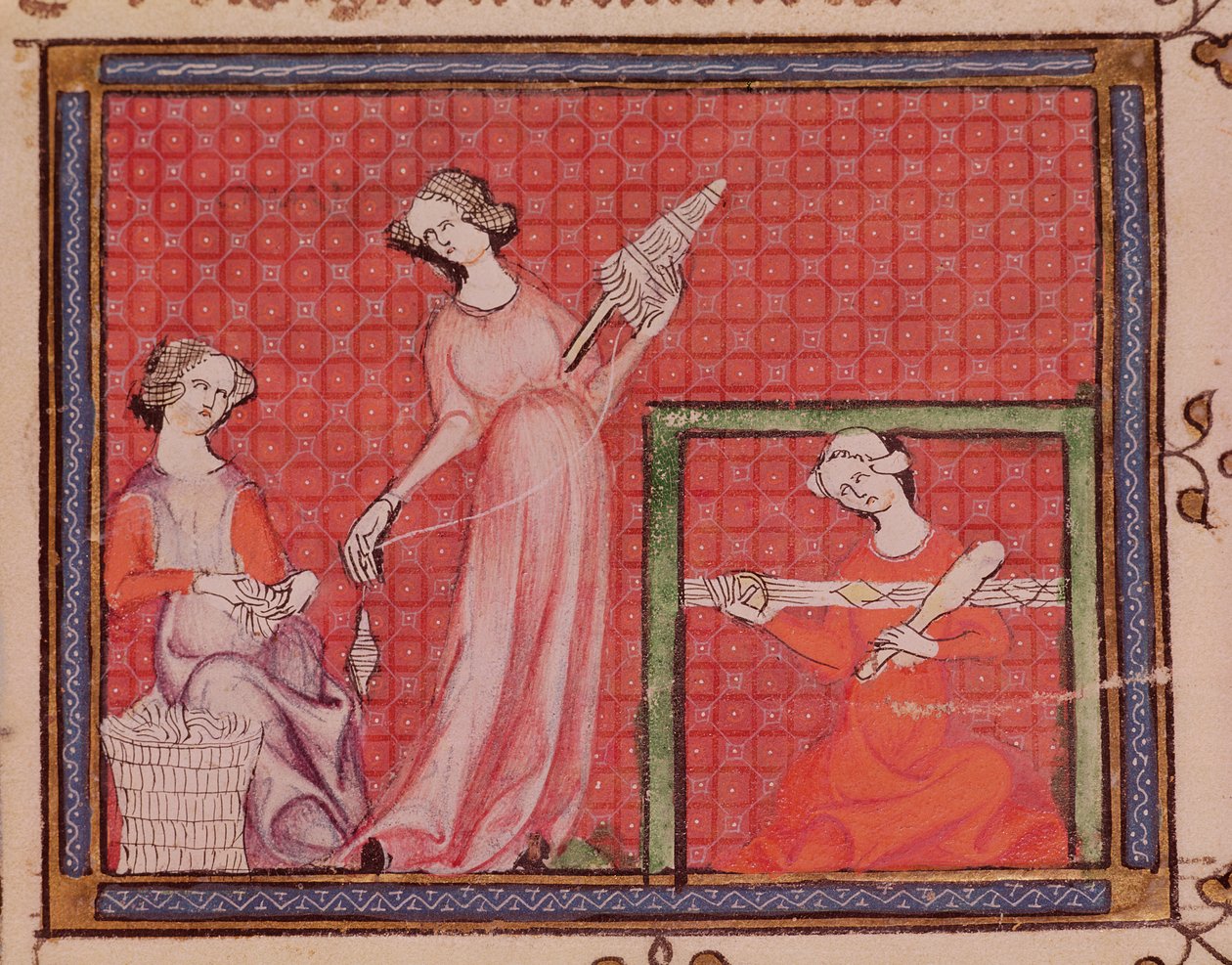Ms 1044 f.101 Chretien Legouaisによって書かれたOvide Moraliseの女性紡績ウール 作： フランス語学校