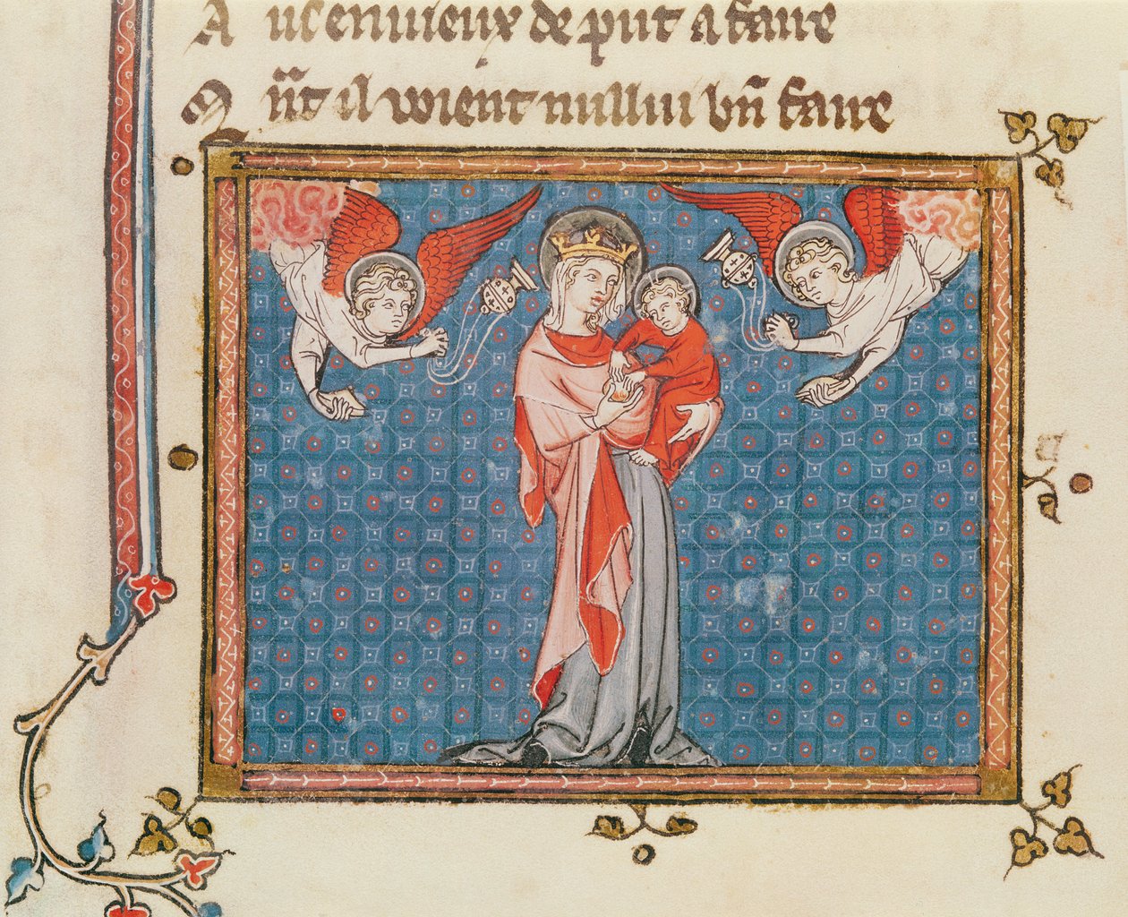 Ms 1044 fol.68v Virgin and Child with Angels Bearing Censers、Ovide Moralise、Chretian Legouais著 作： フランス語学校